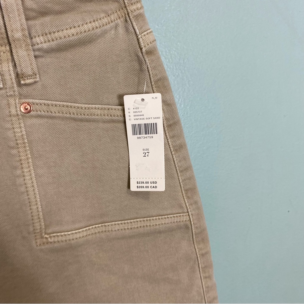 PAIGE Anessa Wide Leg Raw Hem Jeans Vintage‎ Soft Sand Size 27 - Picture 2 of 6